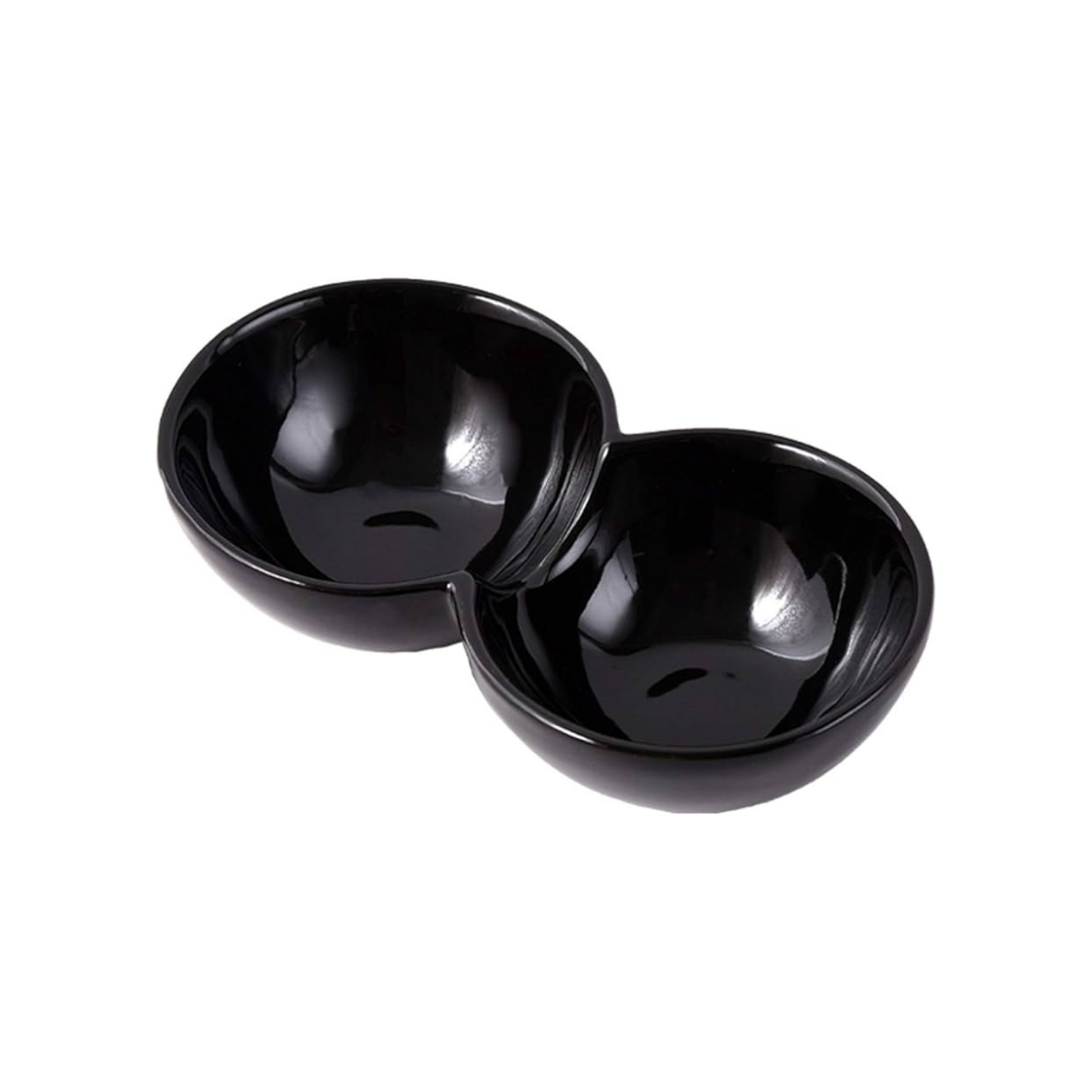 Black Double Bowl Melamine Serving Dish