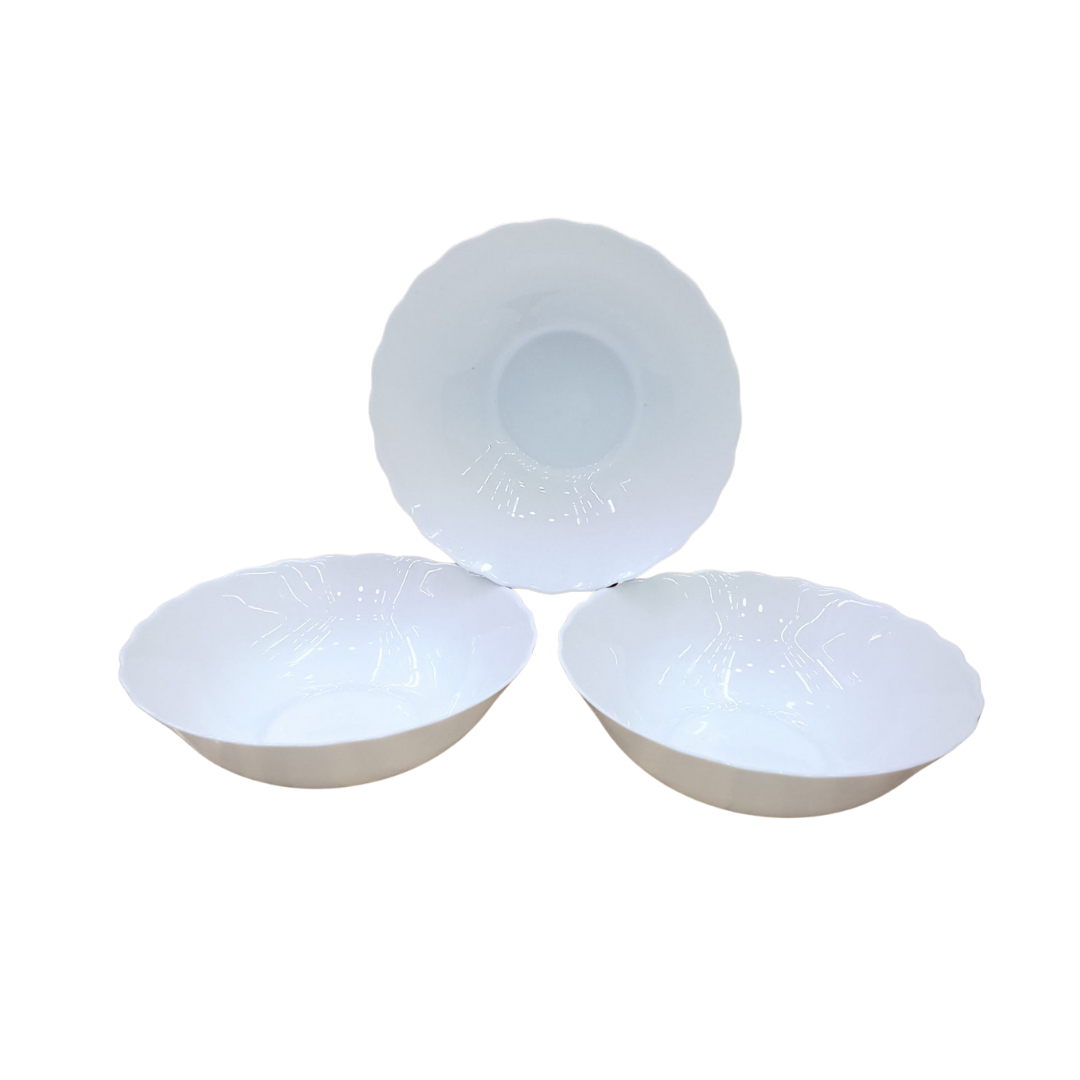 White Scalloped Edge Arcopal Bowls