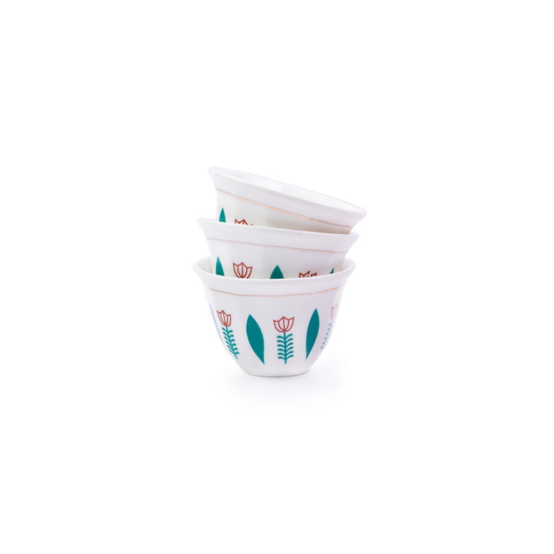 Traditional Arabic Coffee Cups – Set of 12 Elegant Floral Design