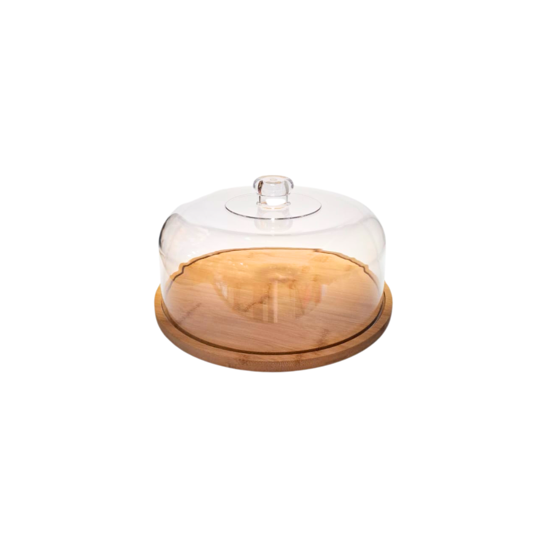 Acrylic Cake Dome with Bamboo Base