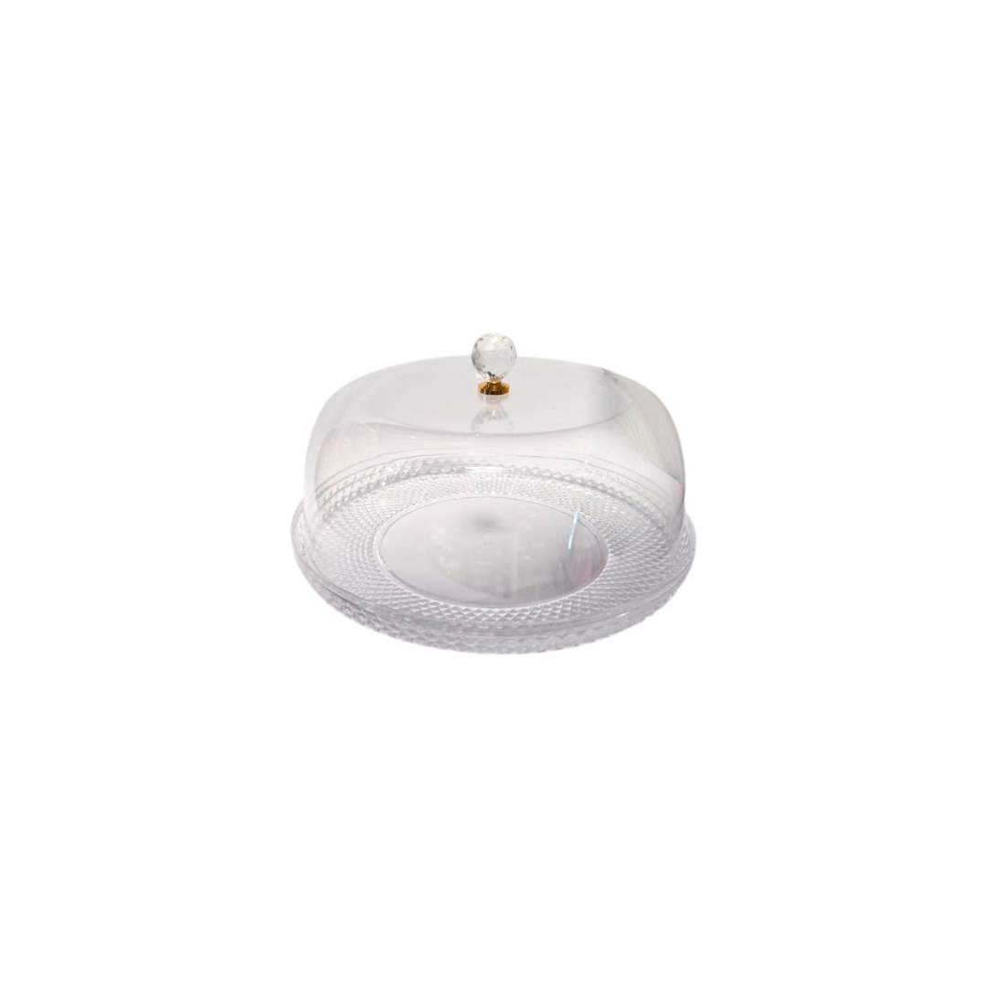 Textured Cake Stand with Clear Dome Lid