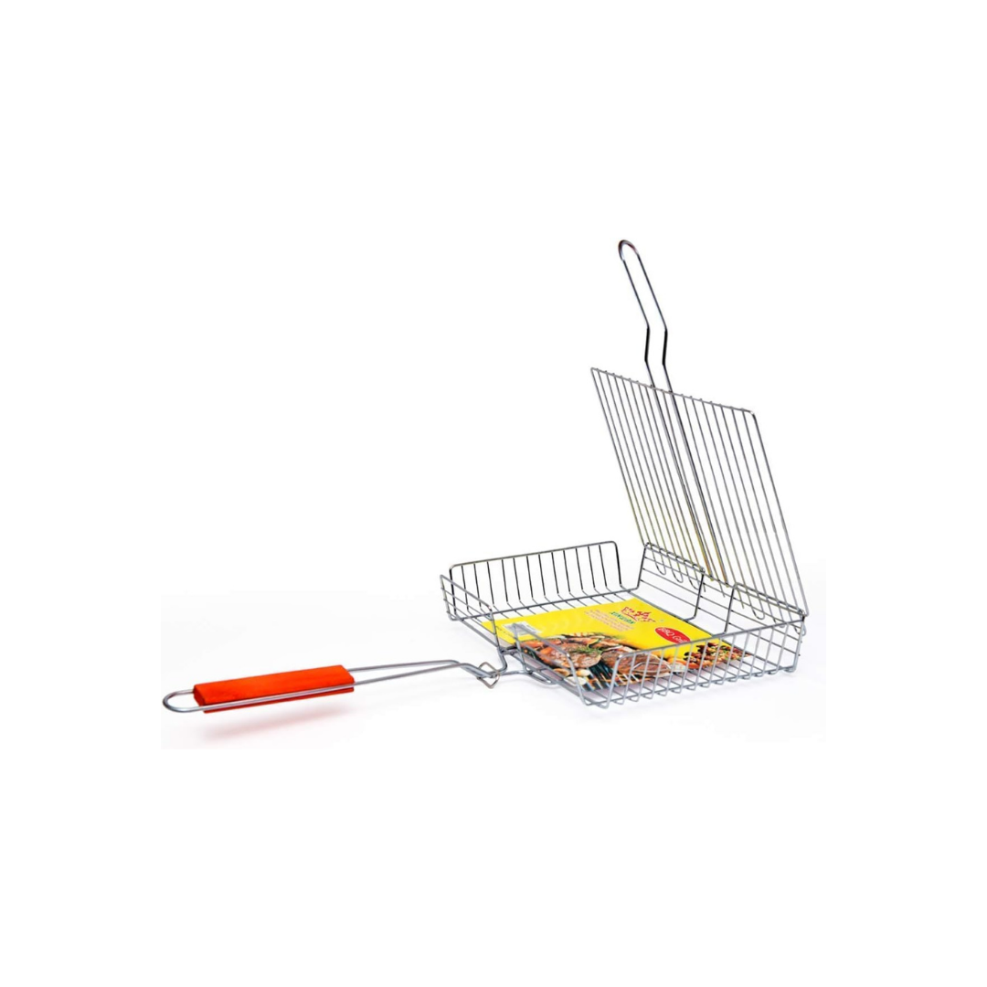 Phoenix Stainless Steel BBQ Grill Basket with Wooden Handle