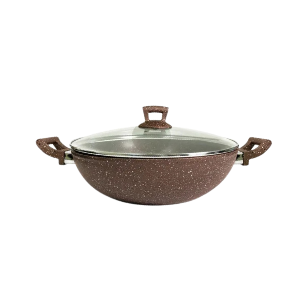 Phoenix Granite-Coated Wok with Glass Lid