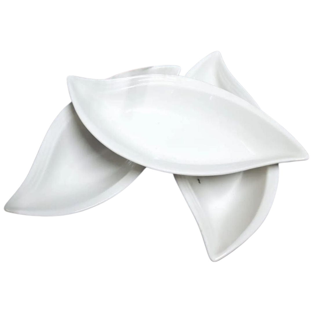Elegant Leaf-Shaped Ceramic Serving Plates Set of 3