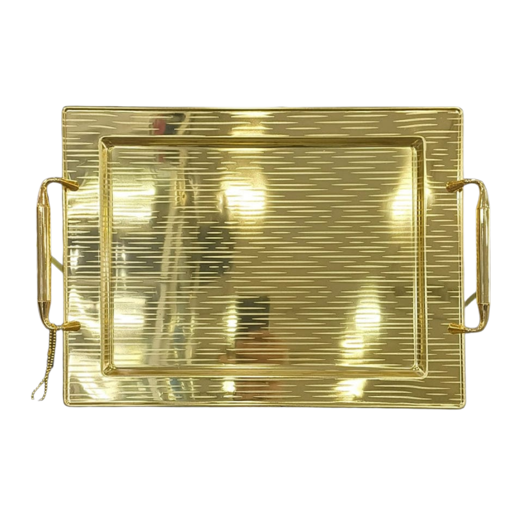 Elegant Metal Serving Tray with Handles