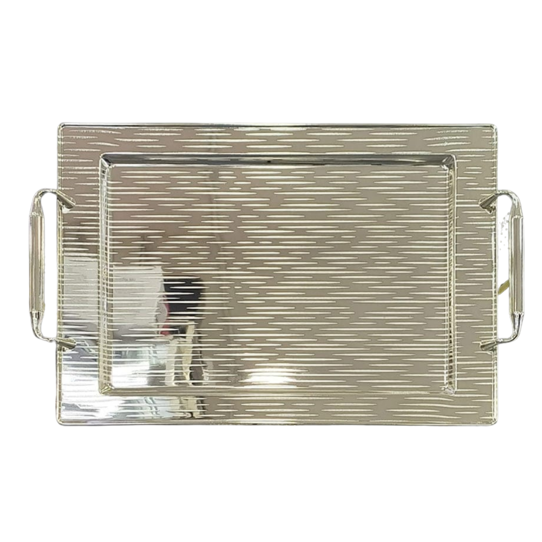 Elegant Metal Serving Tray with Handles