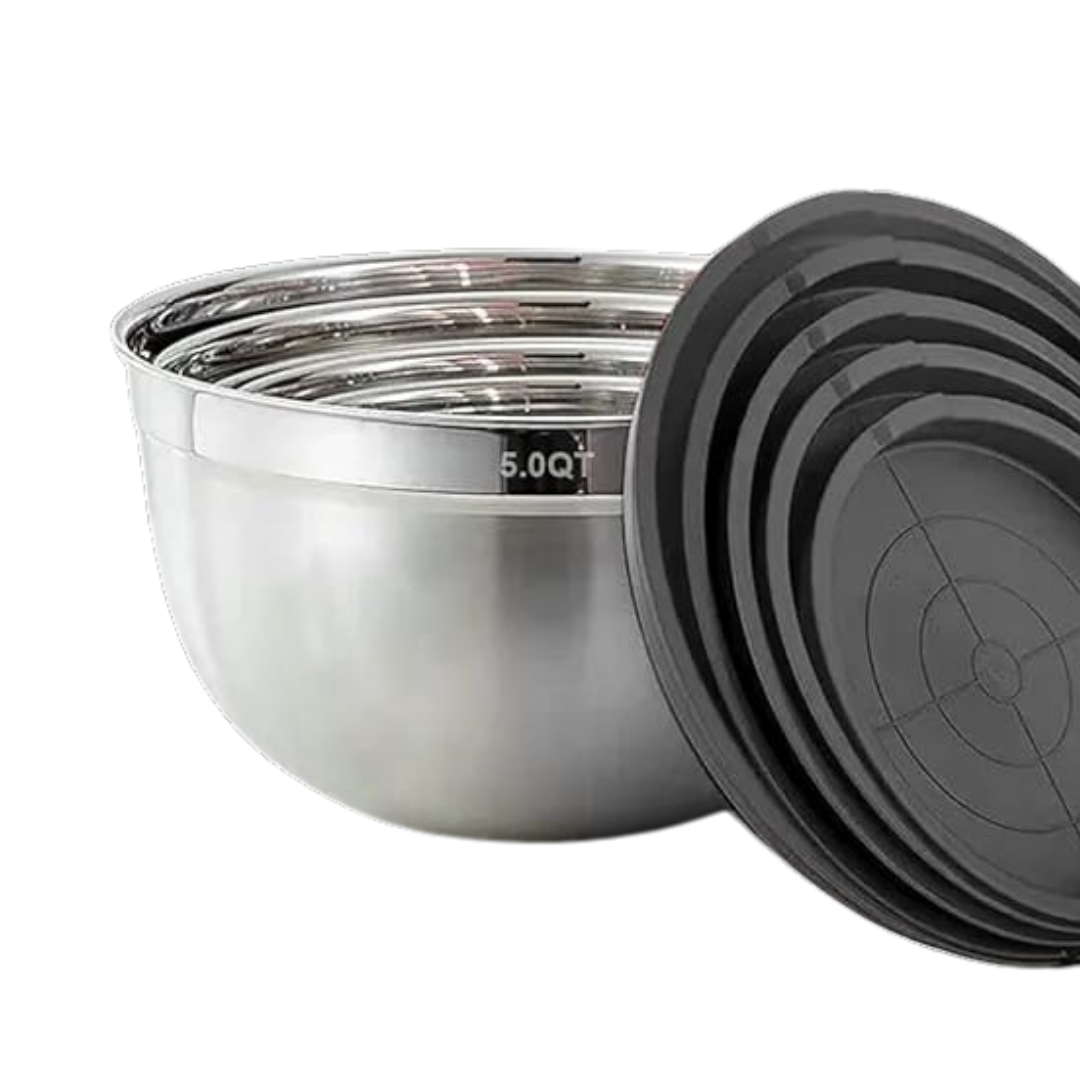 Stainless Steel Mixing Bowl Set with Lids Set of 5