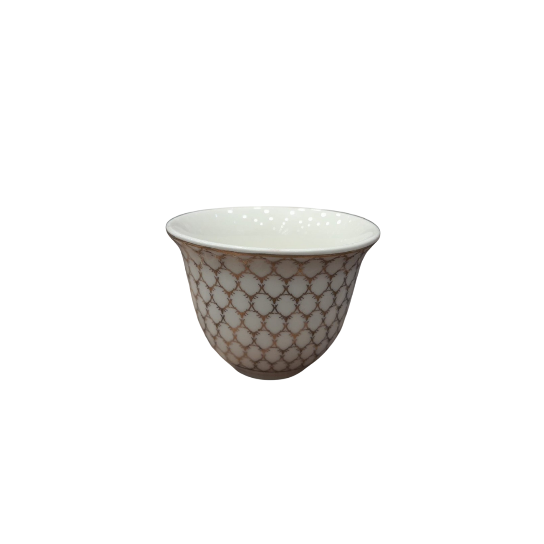 Arabic Coffee Cup – Lattice Pattern in Neutral Tones Set of 12
