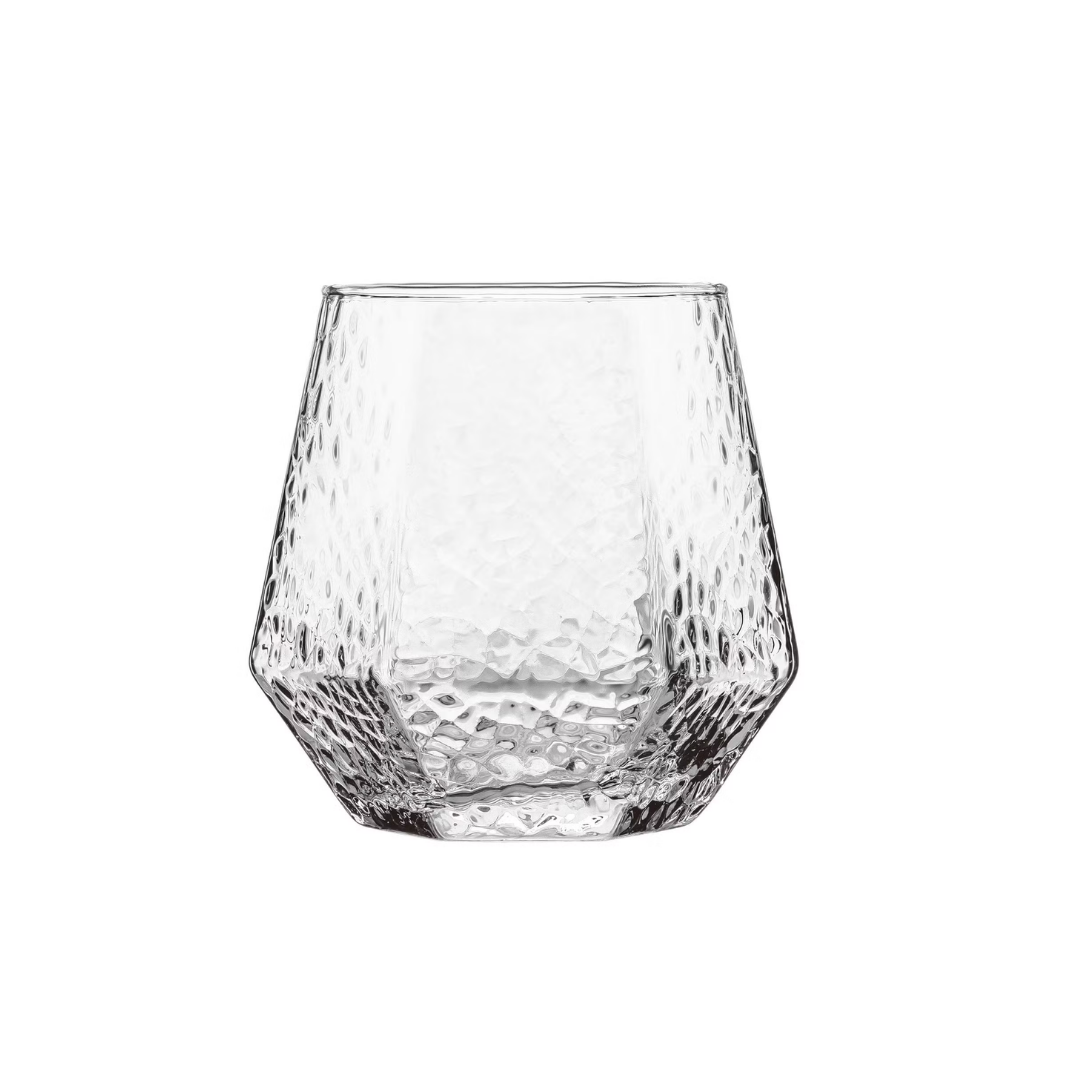 Diamond-Cut Textured Glass Tumbler Set of 12