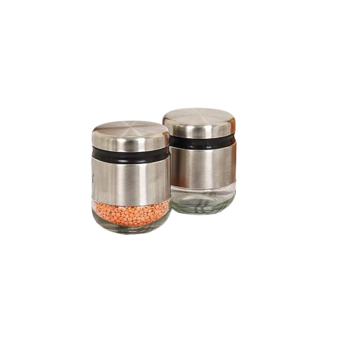 Stainless Steel & Glass Spice Jars